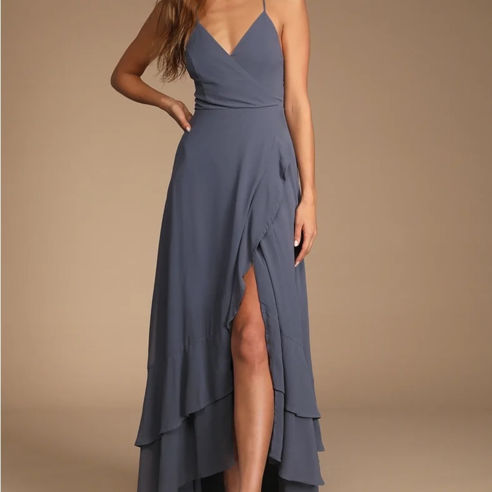 Lulus Lace Up High-Low Maxi Dress